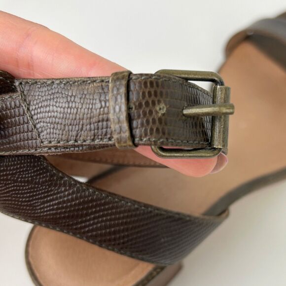 Madewell Alice Strappy Sandal Block Heels Leather Brown Croc Embossed Women's 8 - Picture 11 of 11